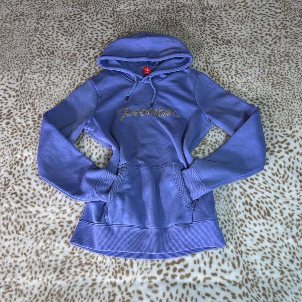 Puma Cursive Logo Hoodie Purple